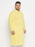 Men's Plus Size Mustard Chikankari Embroidered Kurta