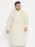 Men's Plus Size Yellow Chikankari Embroidered Kurta
