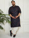 Plus Men's Blue And Cream Cotton Blend Kurta And Patiala Set