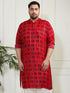 Plus Men's Red Cotton Blend Kurta