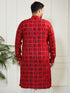 Plus Men's Red Cotton Blend Kurta