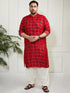 Plus Men's Blue And Cream Cotton Blend Kurta And Patiala Set