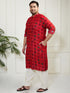Plus Men's Blue And Cream Cotton Blend Kurta And Patiala Set