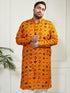 Plus Men's Yellow Cotton Blend Kurta