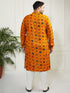 Plus Men's Yellow And Cream Cotton Blend Kurta Pyjama Set