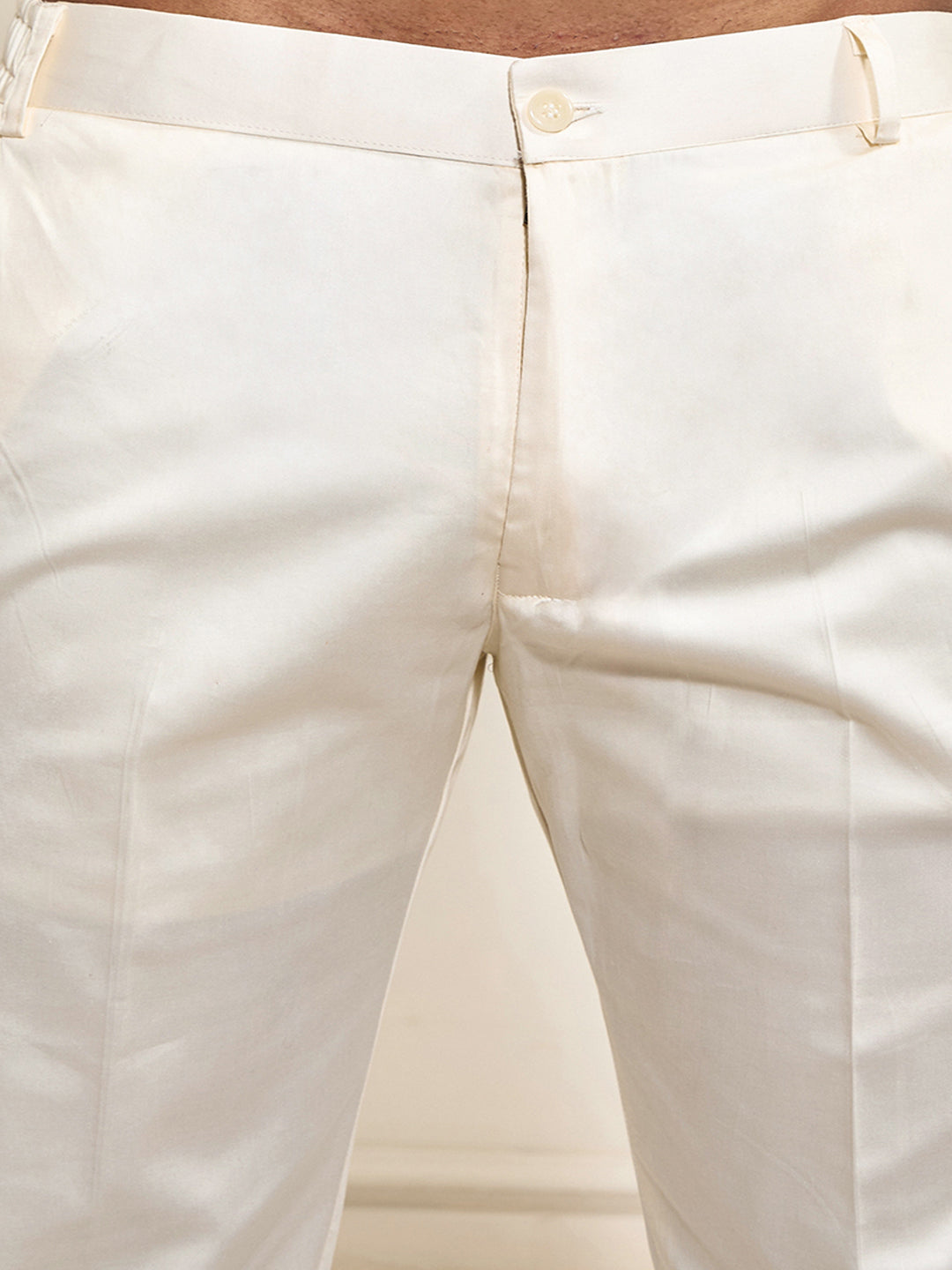 Plus Men's Yellow And Cream Cotton Blend Kurta Pyjama Set