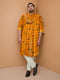 Men Yellow Silk Blend Kurta and Pyjama with Dupatta Wedding, Durga Puja, Festive, Festive Glitz, Summer / Casual Ethnic Wear