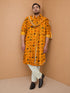 Men Yellow Silk Blend Kurta and Pyjama with Dupatta Wedding, Durga Puja, Festive, Festive Glitz, Summer / Casual Ethnic Wear