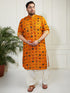 Plus Men's Yellow And Cream Cotton Blend Kurta And Patiala Set
