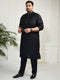 Plus Men's Black Viscose Kurta Pyjama Set