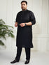 Plus Men's Black Viscose Kurta Pyjama Set