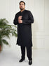 Plus Men's Black Viscose Kurta Pyjama Set