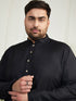 Plus Men's Black Viscose Kurta Pyjama Set
