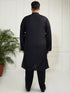Plus Men's Black Viscose Kurta Pyjama Set
