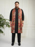 Men's Black Solid Plain Thigh-Length Kurta Set with Pyjama and Stole