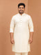 Men Cream Viscose Kurta Festive Ethnic Wear