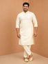 Men's Cream Viscose Solid Regular Kurta