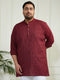Plus Men's Maroon Cotton Short Kurta