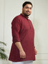Plus Men's Maroon Cotton Short Kurta