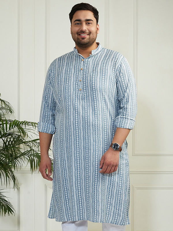 Plus Men's Grey Cotton Kurta