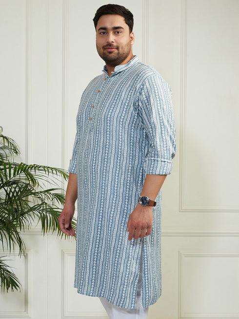 Plus Men's Grey Cotton Kurta