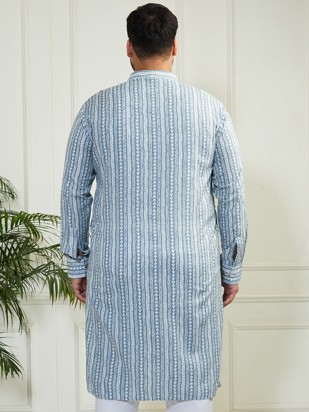 Plus Men's Grey Cotton Kurta