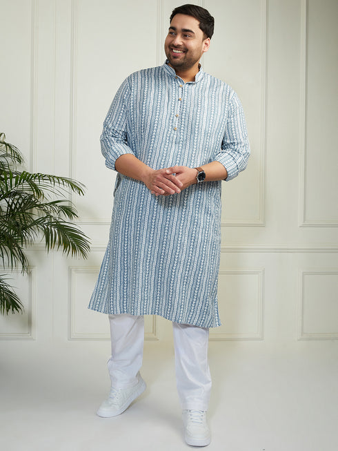Plus Men's Grey Cotton Kurta