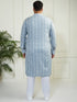Plus Men's Grey And White Cotton Kurta Pyjama Set