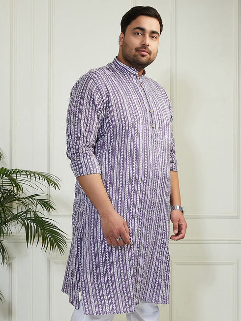 Plus Men's Purple Cotton Kurta