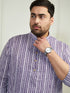 Plus Men's Purple And White Cotton Kurta Pyjama Set