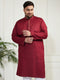 Plus Men's Maroon Cotton Blend Kurta