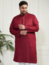 Plus Men's Maroon Cotton Blend Kurta