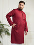 Plus Men's Maroon Cotton Blend Kurta