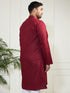 Plus Men's Maroon Cotton Blend Kurta