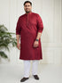 Plus Men's Maroon Cotton Blend Kurta