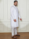 Plus Men's White Cotton Blend Kurta Pyjama Set