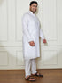 Plus Men's White Cotton Blend Kurta Pyjama Set