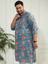 Plus Men's Aqua Cotton Kurta