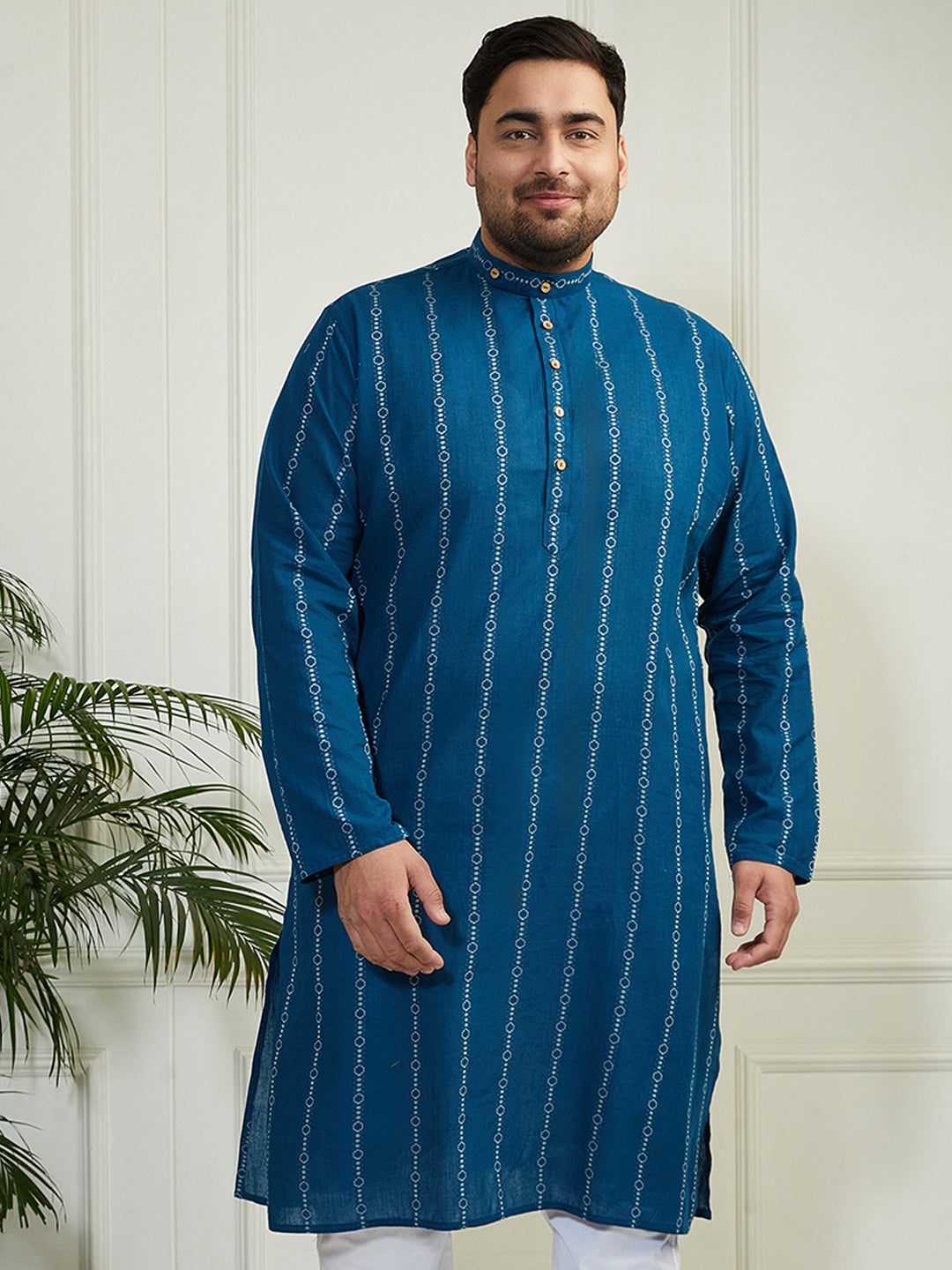 Plus Men's Indigo Blue Cotton Kurta