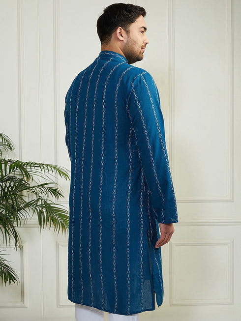 Plus Men's Indigo Blue Cotton Kurta