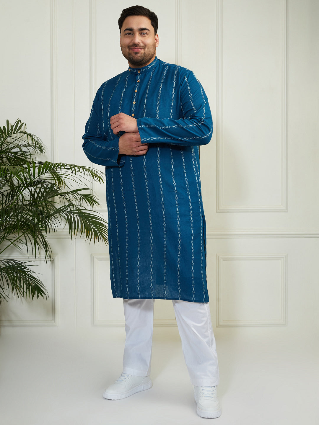 Plus Men's Indigo Blue Cotton Kurta