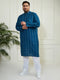 Plus Men's Indigo Blue Cotton Kurta Pyjama Set
