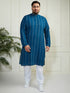 Plus Men's Indigo Blue Cotton Kurta Pyjama Set
