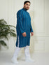 Plus Men's Indigo Blue Cotton Kurta Pyjama Set