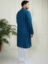 Plus Men's Indigo Blue Cotton Kurta Pyjama Set