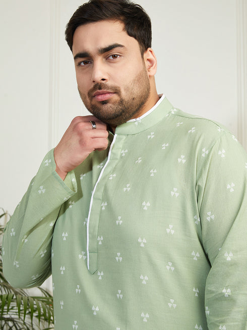 Plus Men's Green Cotton Kurta