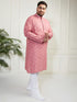 Plus Men's Pink And White Cotton Kurta Pyjama Set