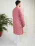 Plus Men's Pink And White Cotton Kurta Pyjama Set