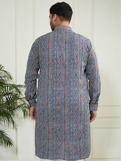 Plus Men's Indigo Blue Cotton Kurta