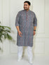 Plus Men's Indigo Blue White Cotton Kurta Pyjama Set